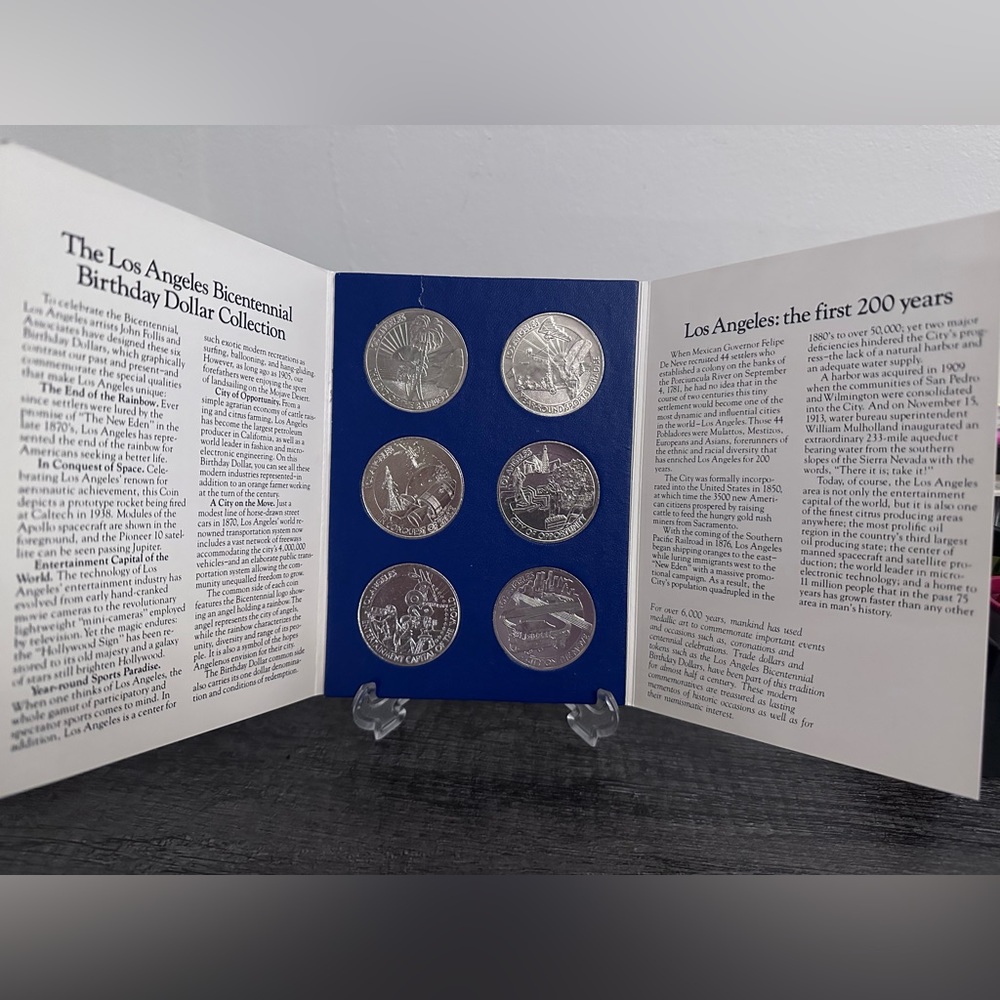 1981 Los Angeles Bicentennial Birthday Dollars Collection 6 Coin Set